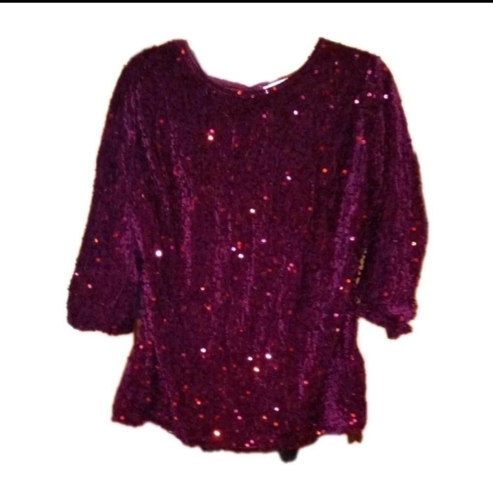 Glamorous Burgundy Sequin Blouse